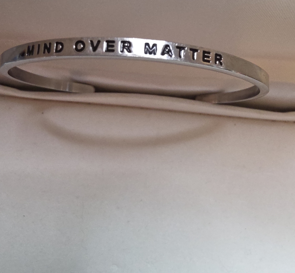 Silver 'Mind Over Matter' Inspirational Cuff Bracelet